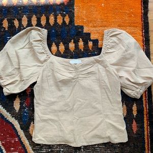 HM LINEN BLEND BABY DOLL TOP XS